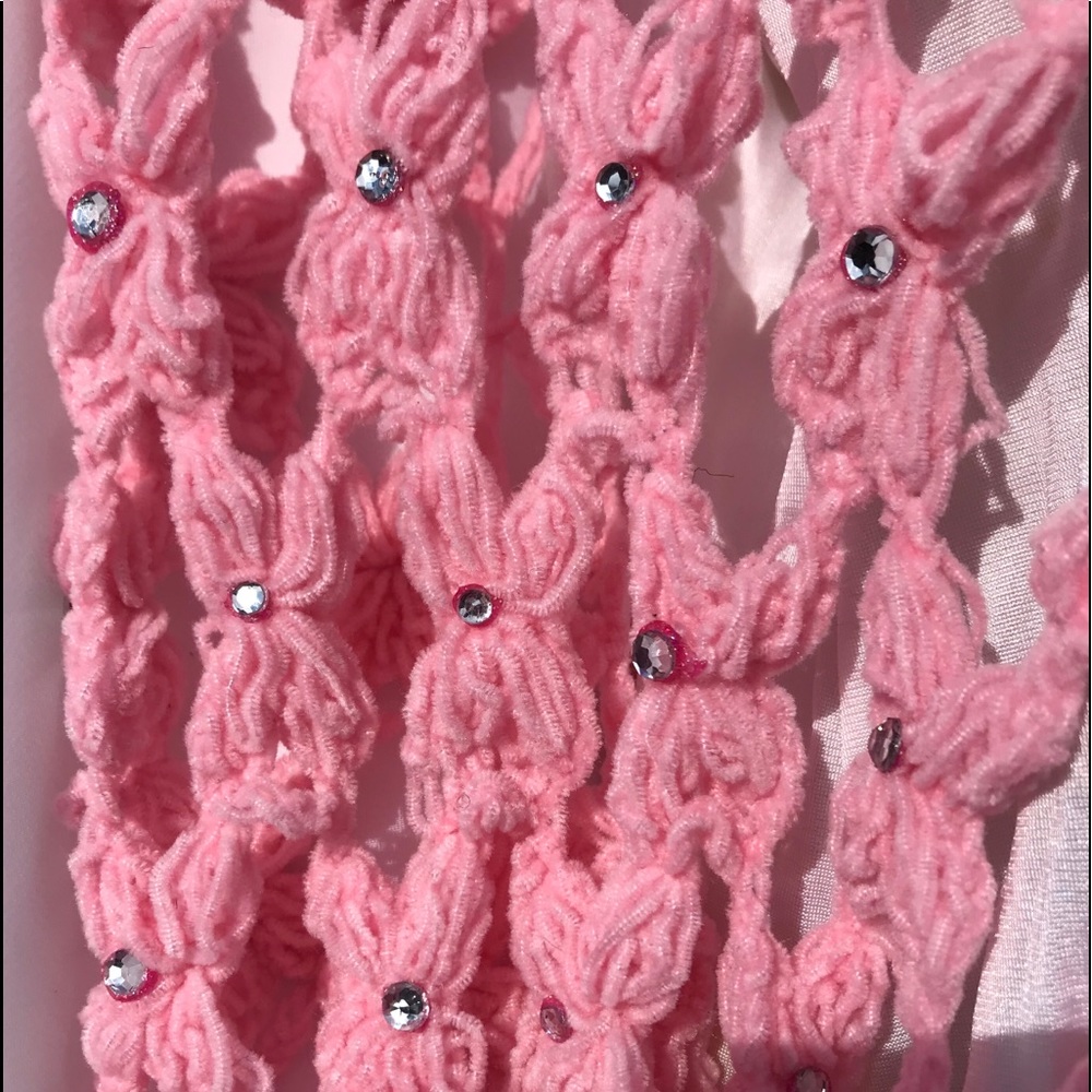 Poncho, knitted Open Weave, Pink Shade, Rhinestone